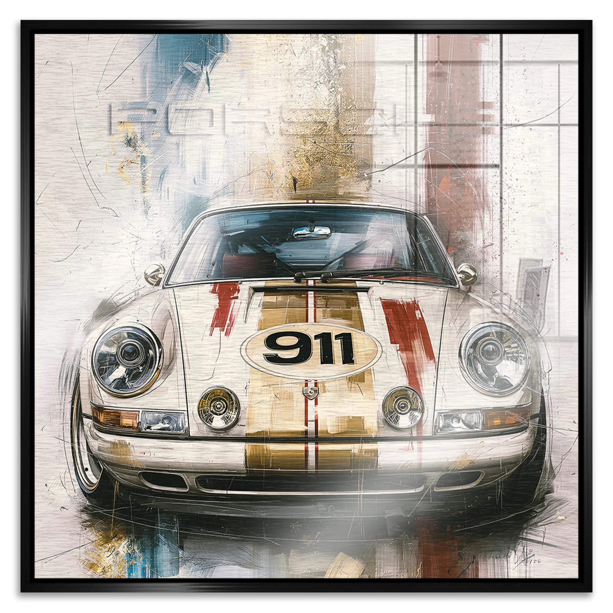 Porsche 911 Klassik Aluminiumbild gebürstet