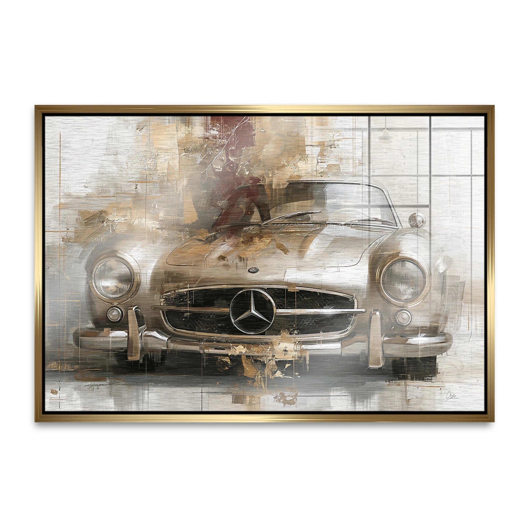 Mercedes 300SL Legende Aluminiumbild gebürstet