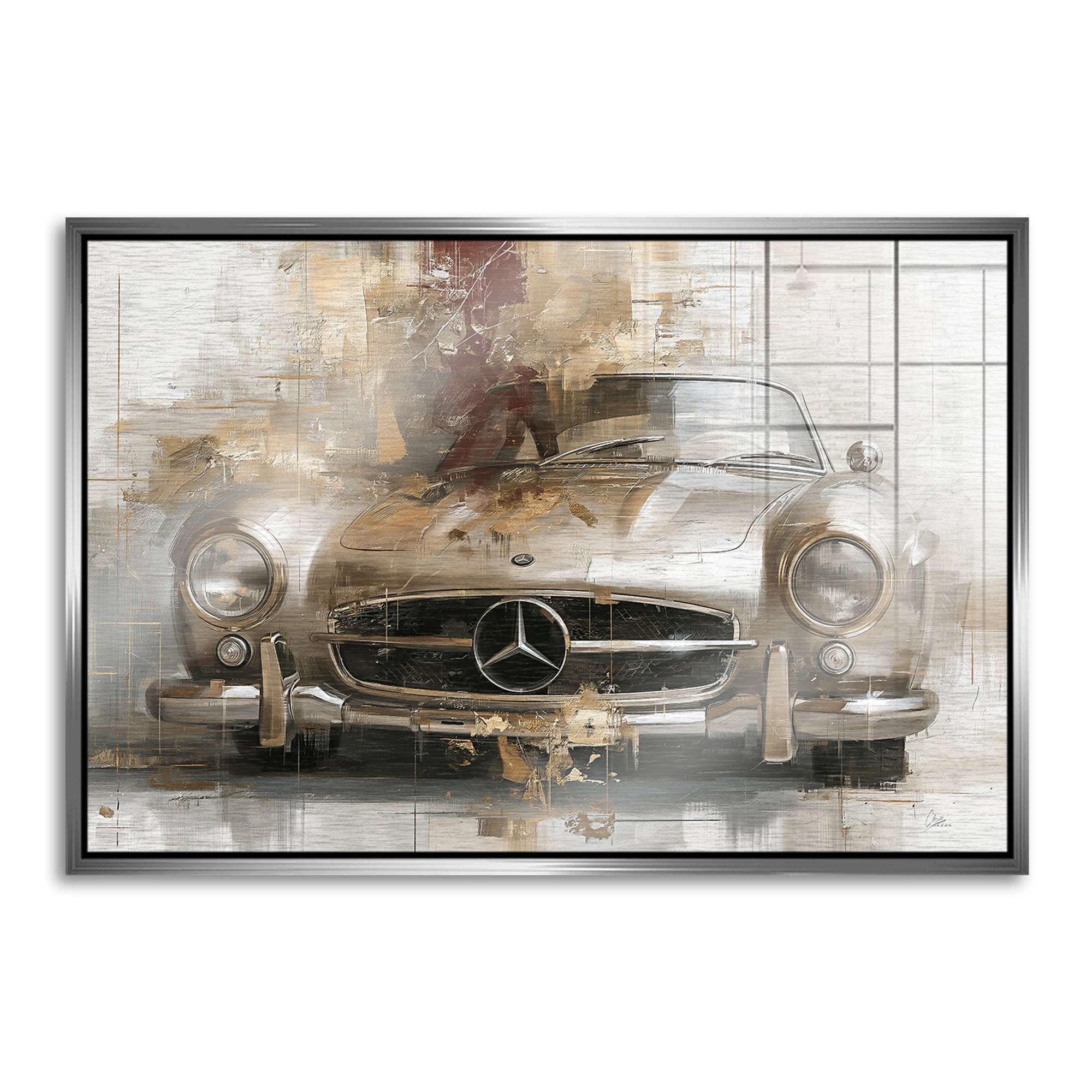 Mercedes 300SL Legende Aluminiumbild gebürstet