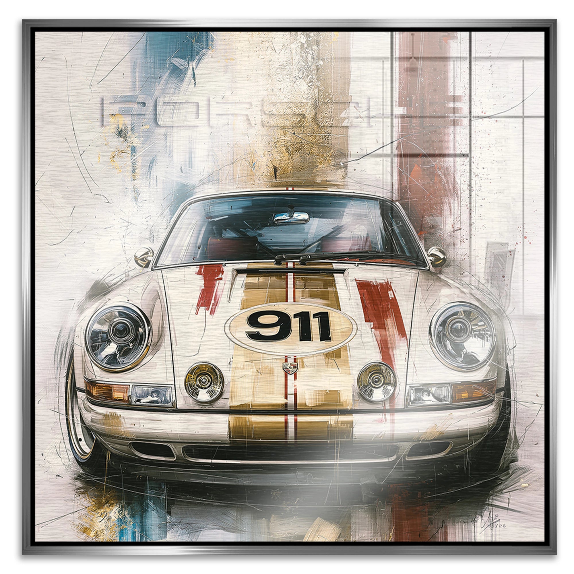 Porsche 911 Klassik Aluminiumbild gebürstet