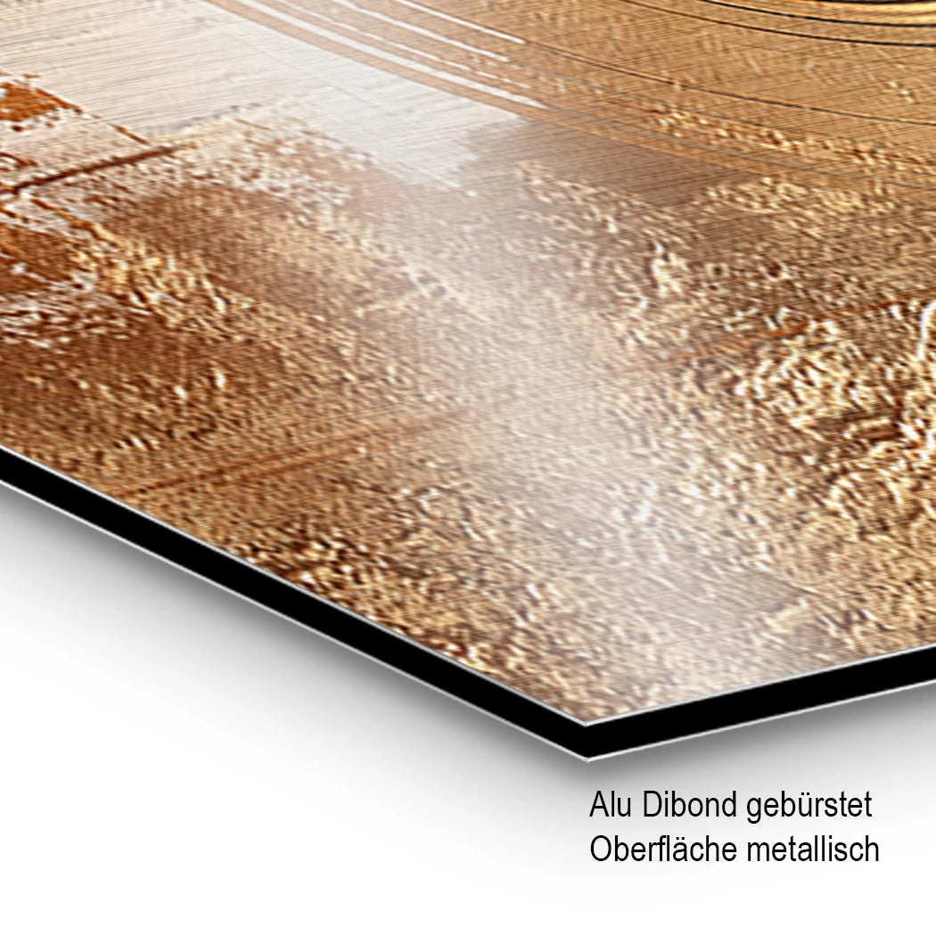 Abstraktes Goldzentrum Aluminiumbild gebürstet