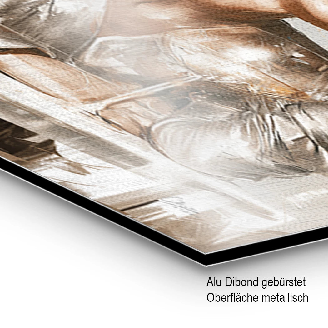 Audrey Hepburn und Marilyn Monroe Champus Aluminiumbild gebürstet