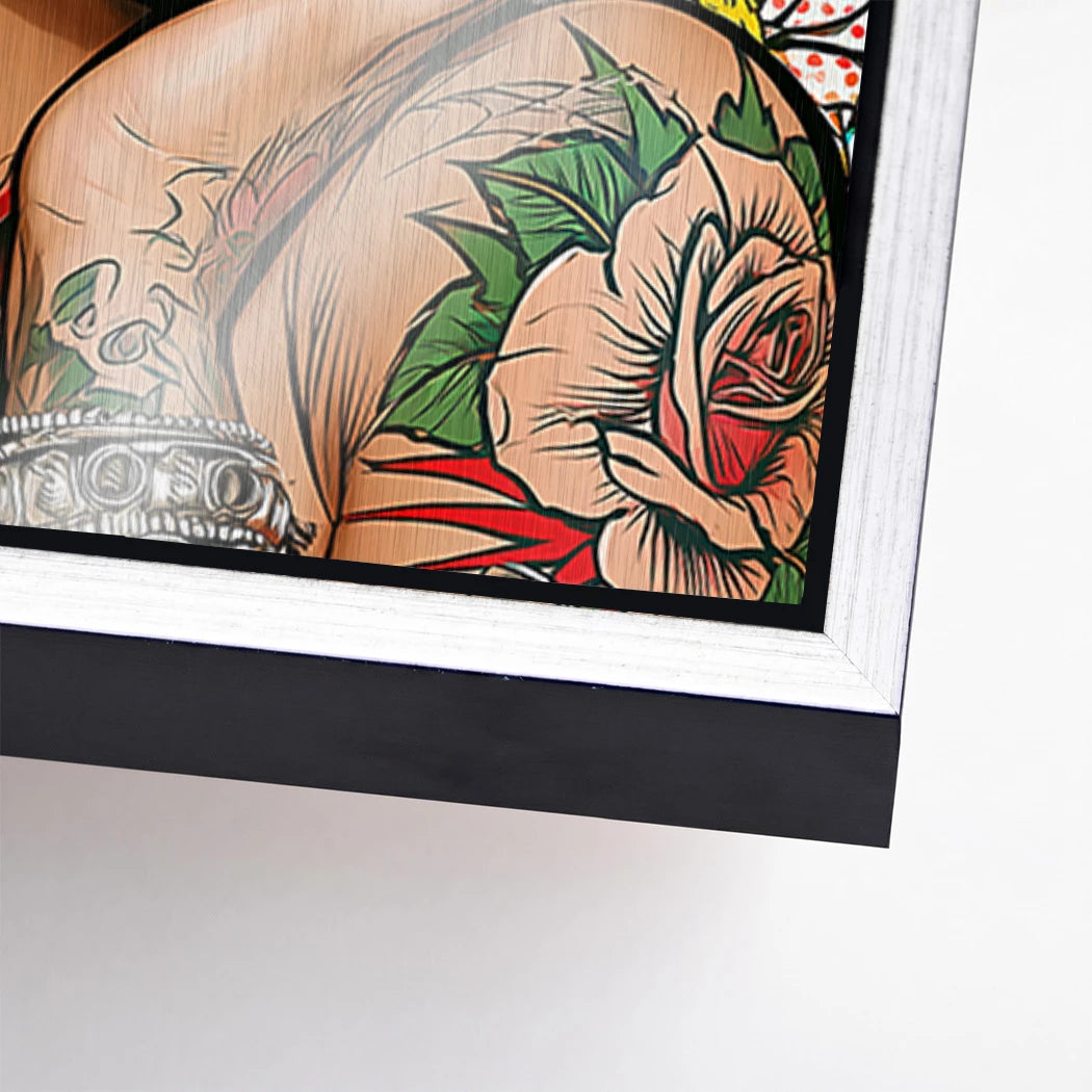 Frida Kahlo Rose Pop Art Aluminiumbild gebürstet
