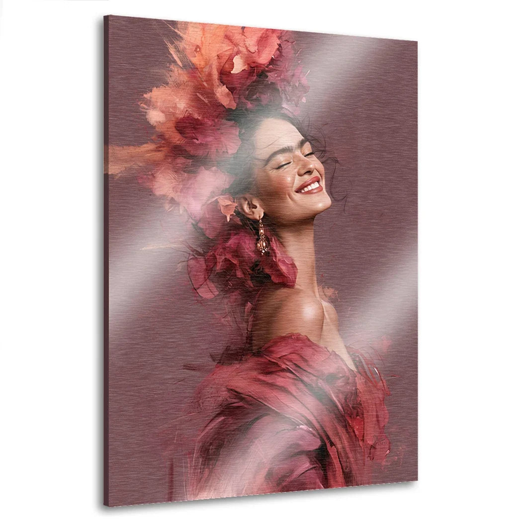 Frida Kahlo Rosenrausch Aluminiumbild gebürstet