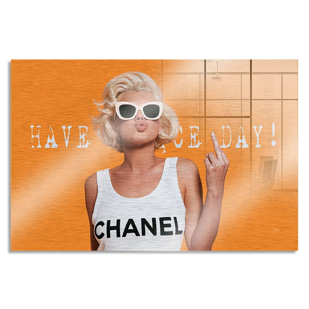 Marilyn Monroe Orange Kiss Aluminiumbild gebürstet