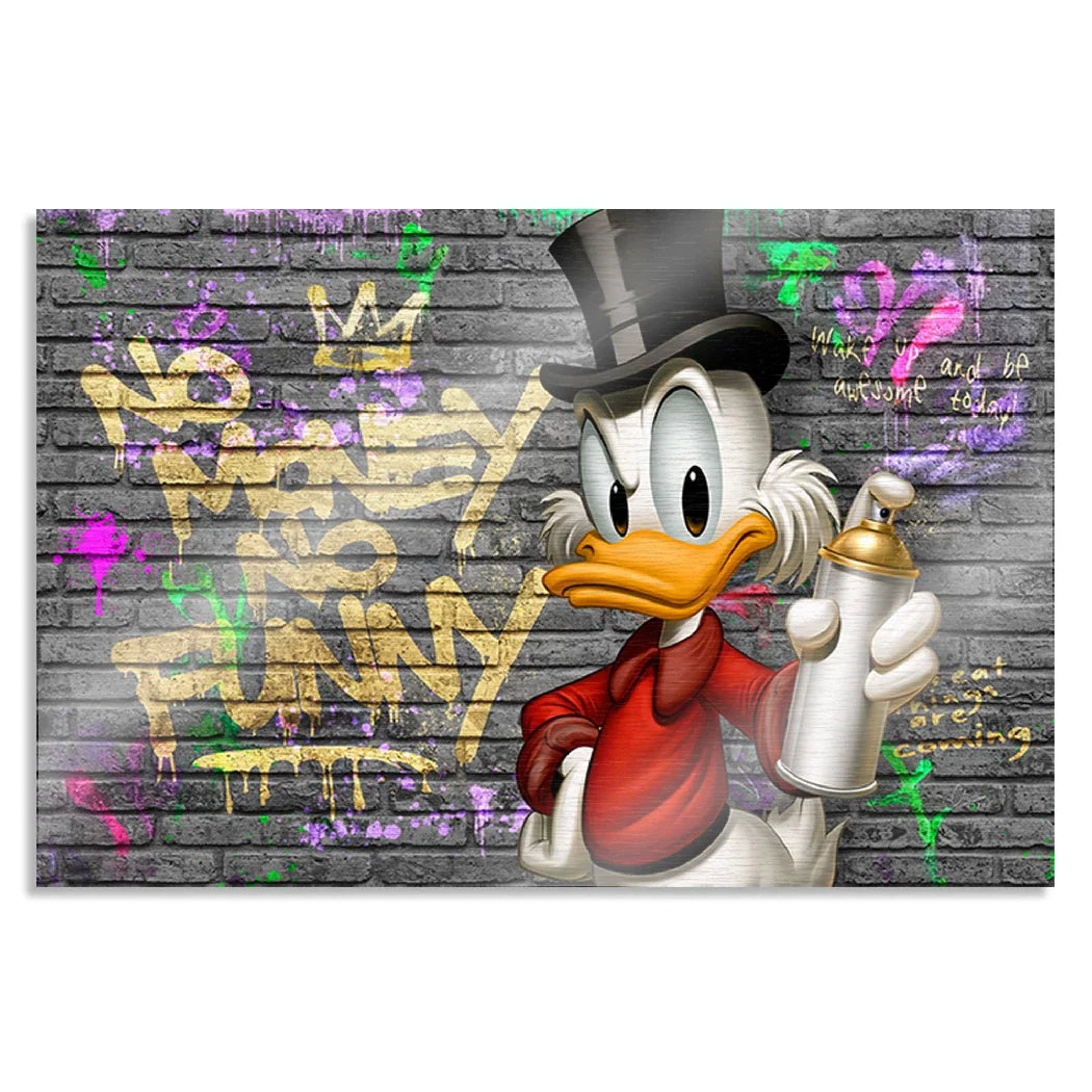 Dagobert Duck Street Money Aluminiumbild gebürstet