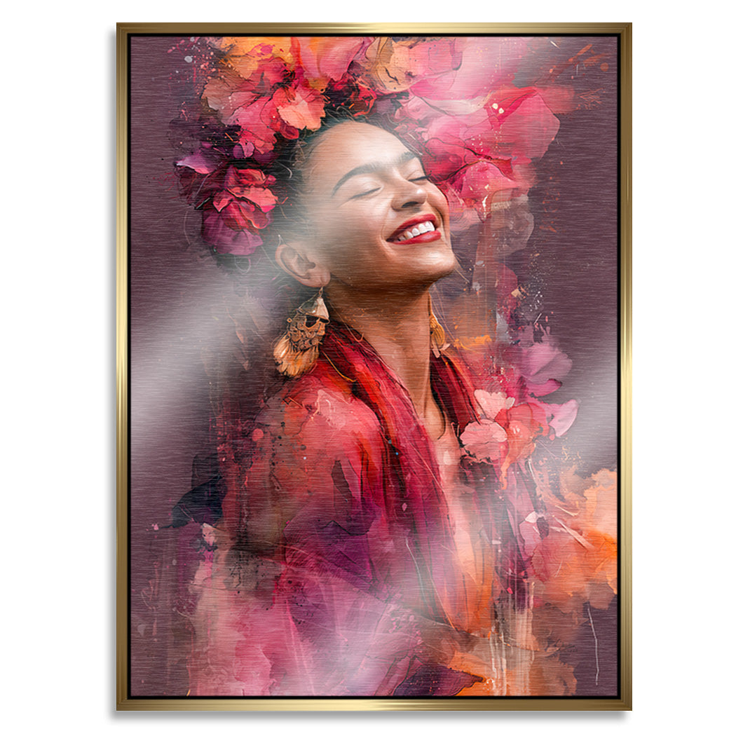Frida Kahlo Flower Glow Aluminiumbild gebürstet