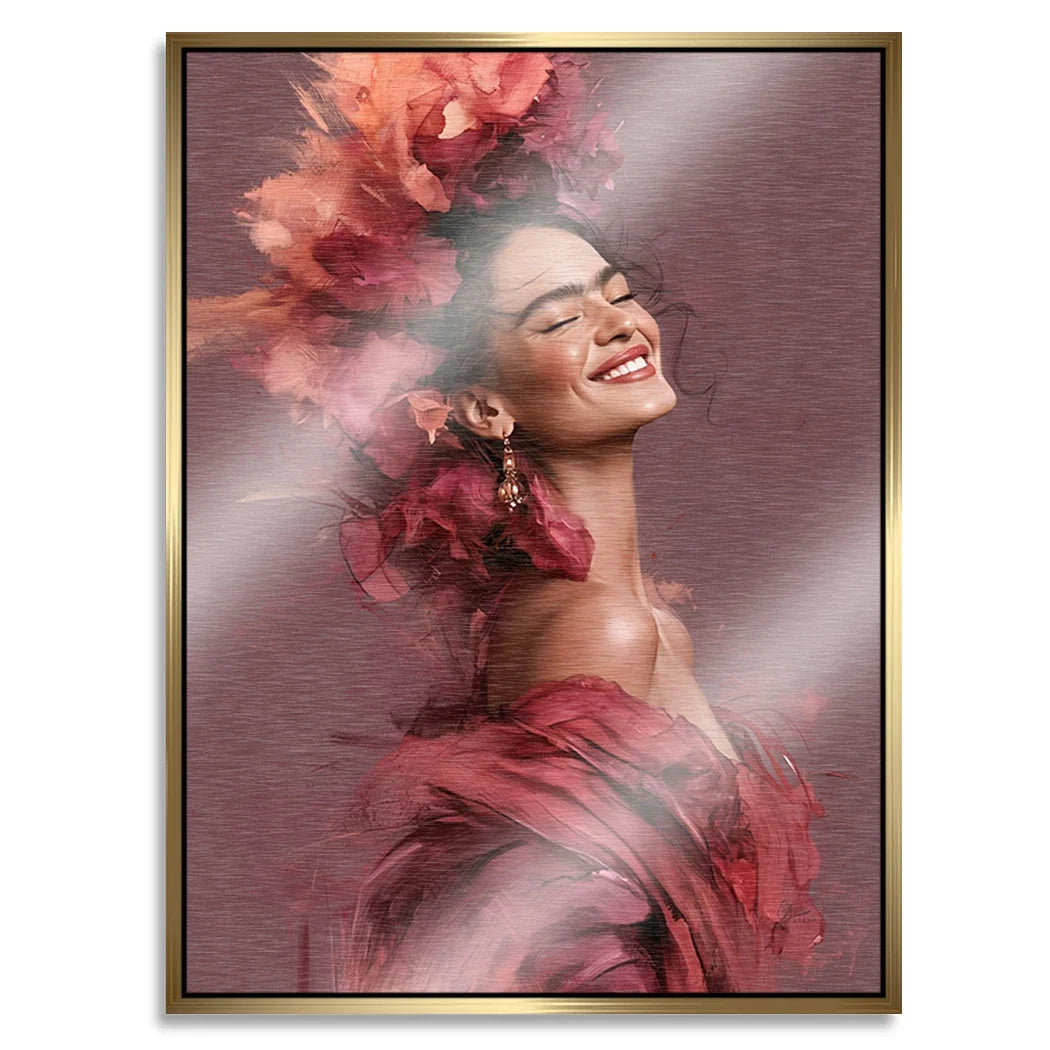 Frida Kahlo Rosenrausch Aluminiumbild gebürstet