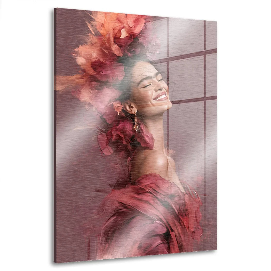 Frida Kahlo Rosenrausch Aluminiumbild gebürstet