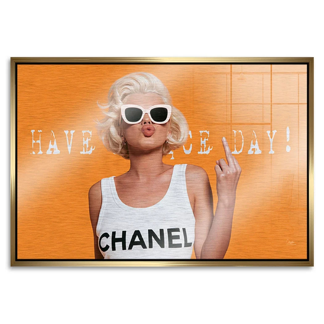 Marilyn Monroe Orange Kiss Aluminiumbild gebürstet