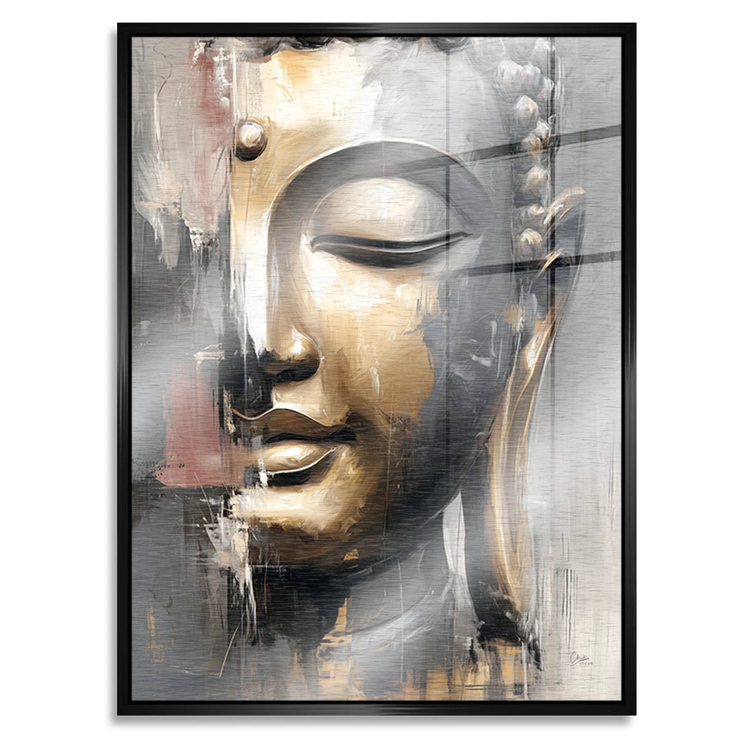 Buddha Gold Aluminiumbild gebürstet