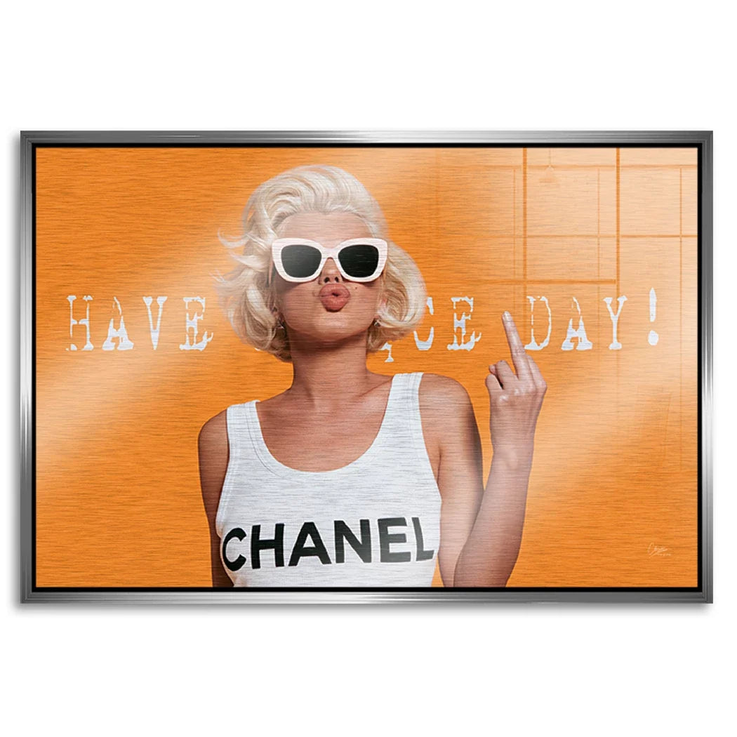 Marilyn Monroe Orange Kiss Aluminiumbild gebürstet