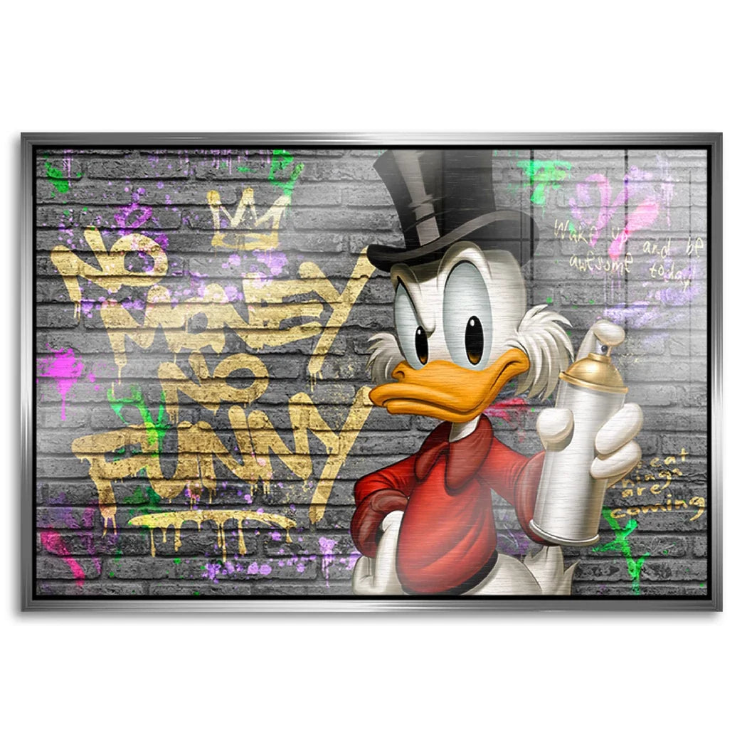 Dagobert Duck Street Money Aluminiumbild gebürstet