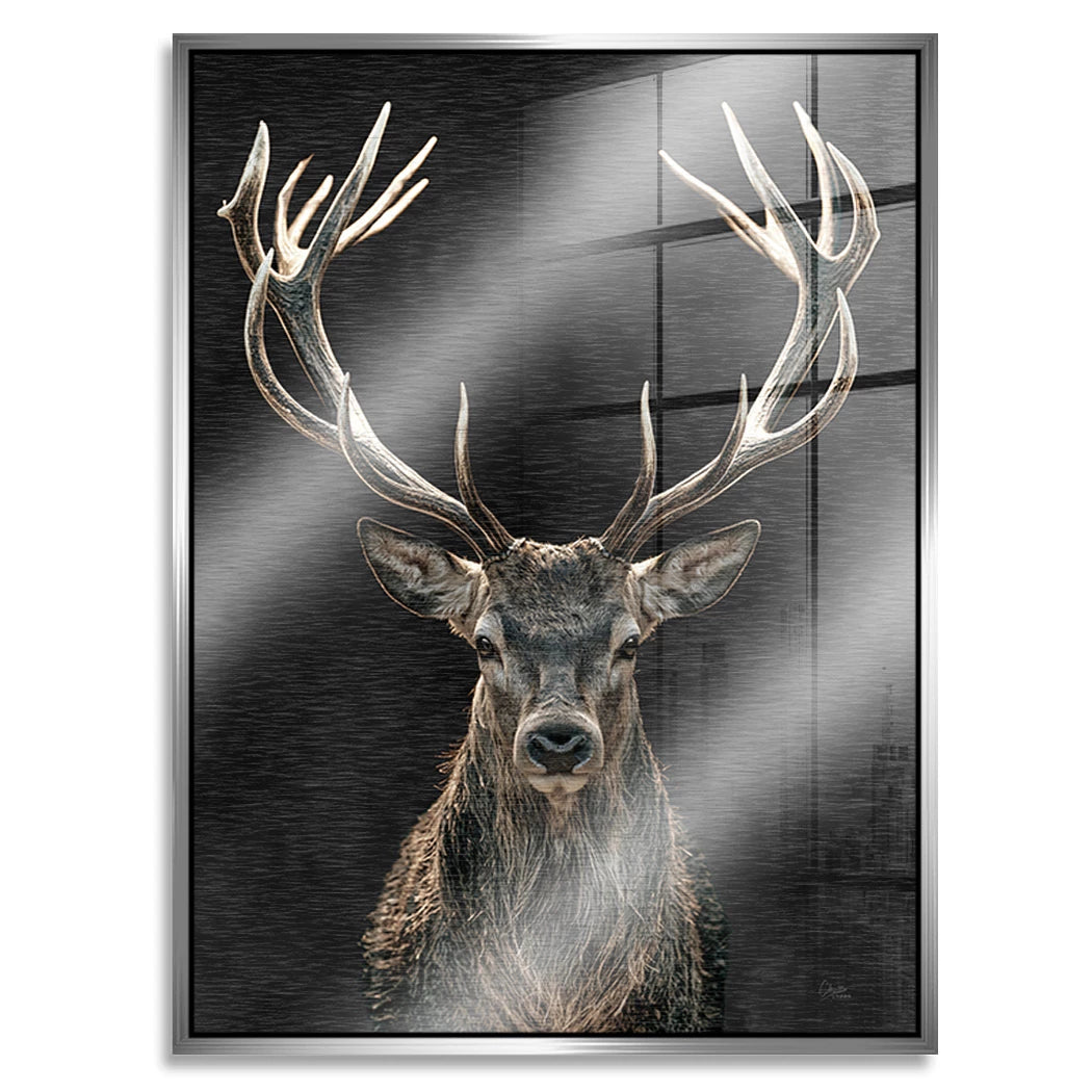 Hirsch Black Art Aluminiumbild gebürstet