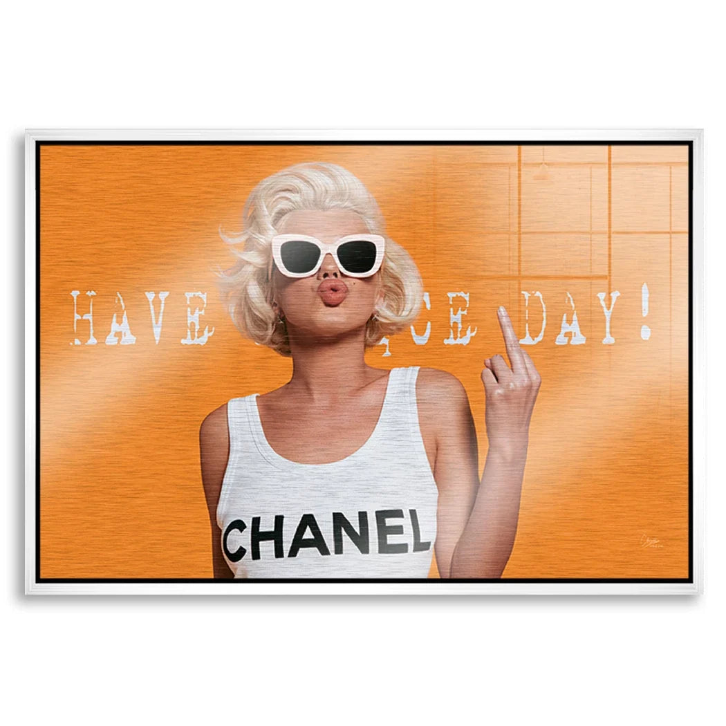 Marilyn Monroe Orange Kiss Aluminiumbild gebürstet