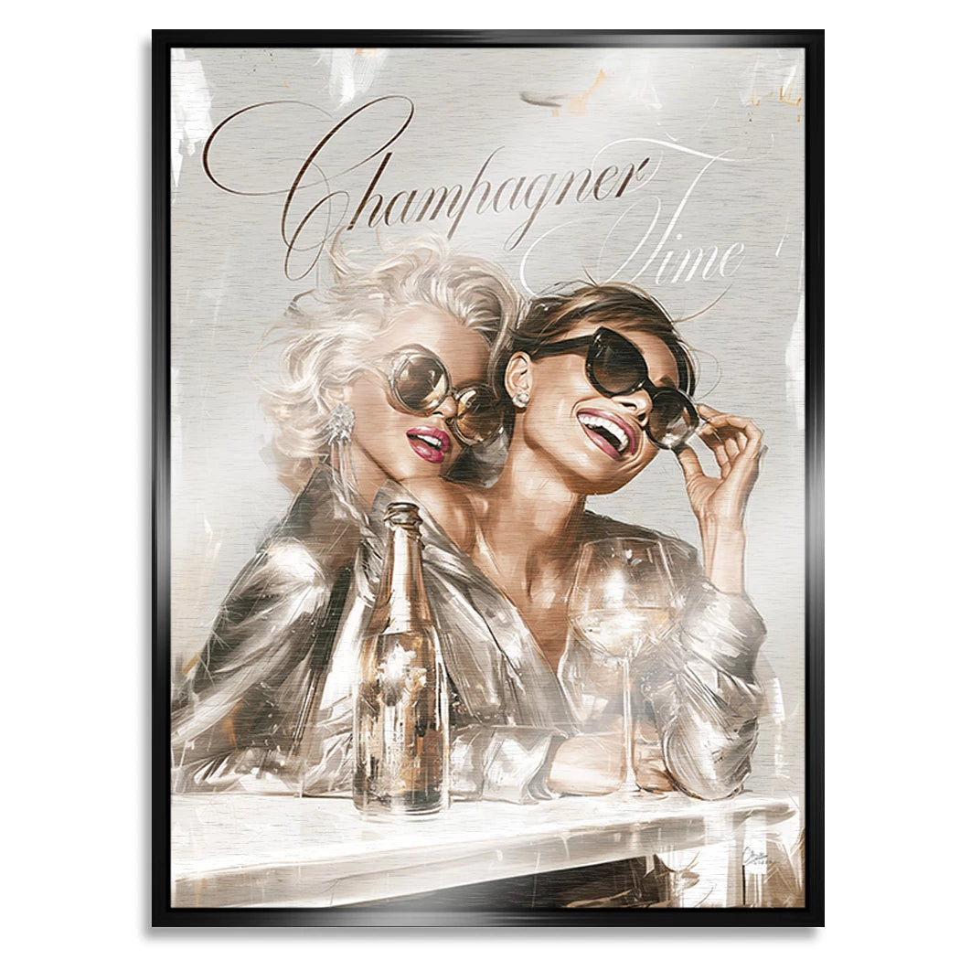 Audrey Hepburn und Marilyn Monroe Champus Aluminiumbild gebürstet