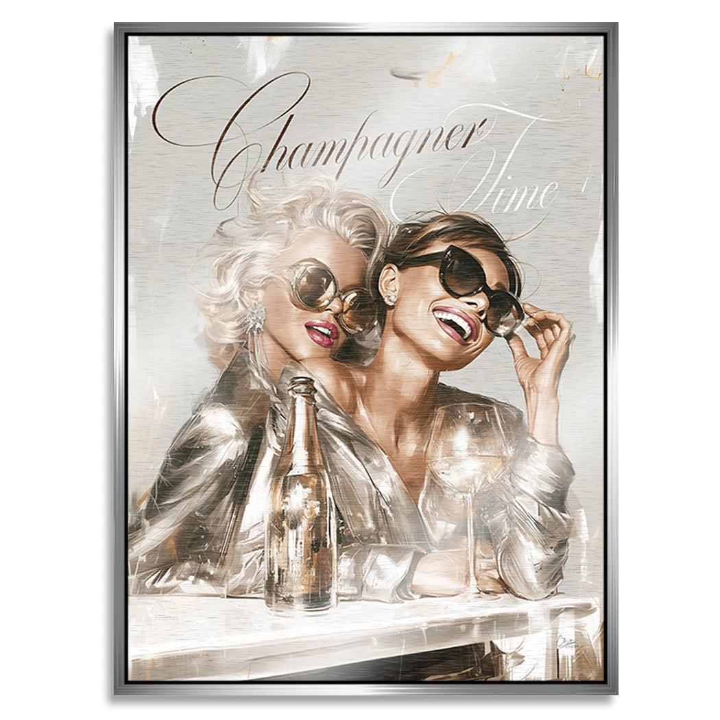 Audrey Hepburn und Marilyn Monroe Champus Aluminiumbild gebürstet