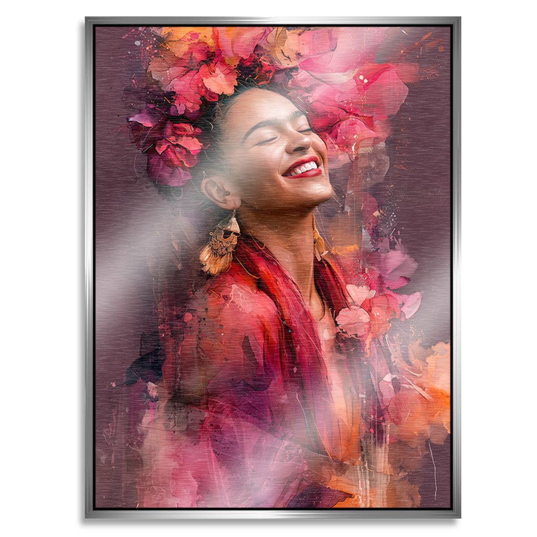 Frida Kahlo Flower Glow Aluminiumbild gebürstet