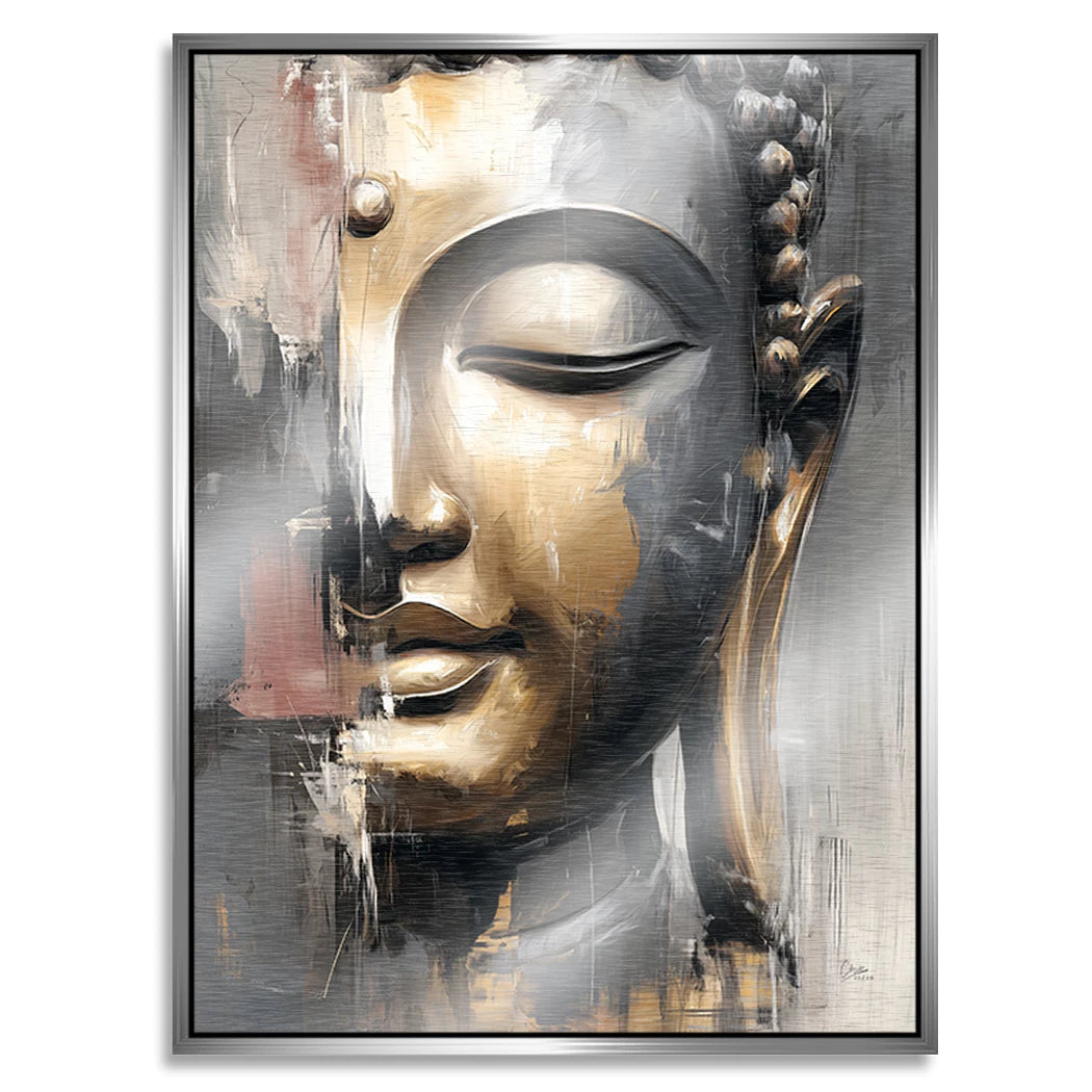 Buddha Gold Aluminiumbild gebürstet