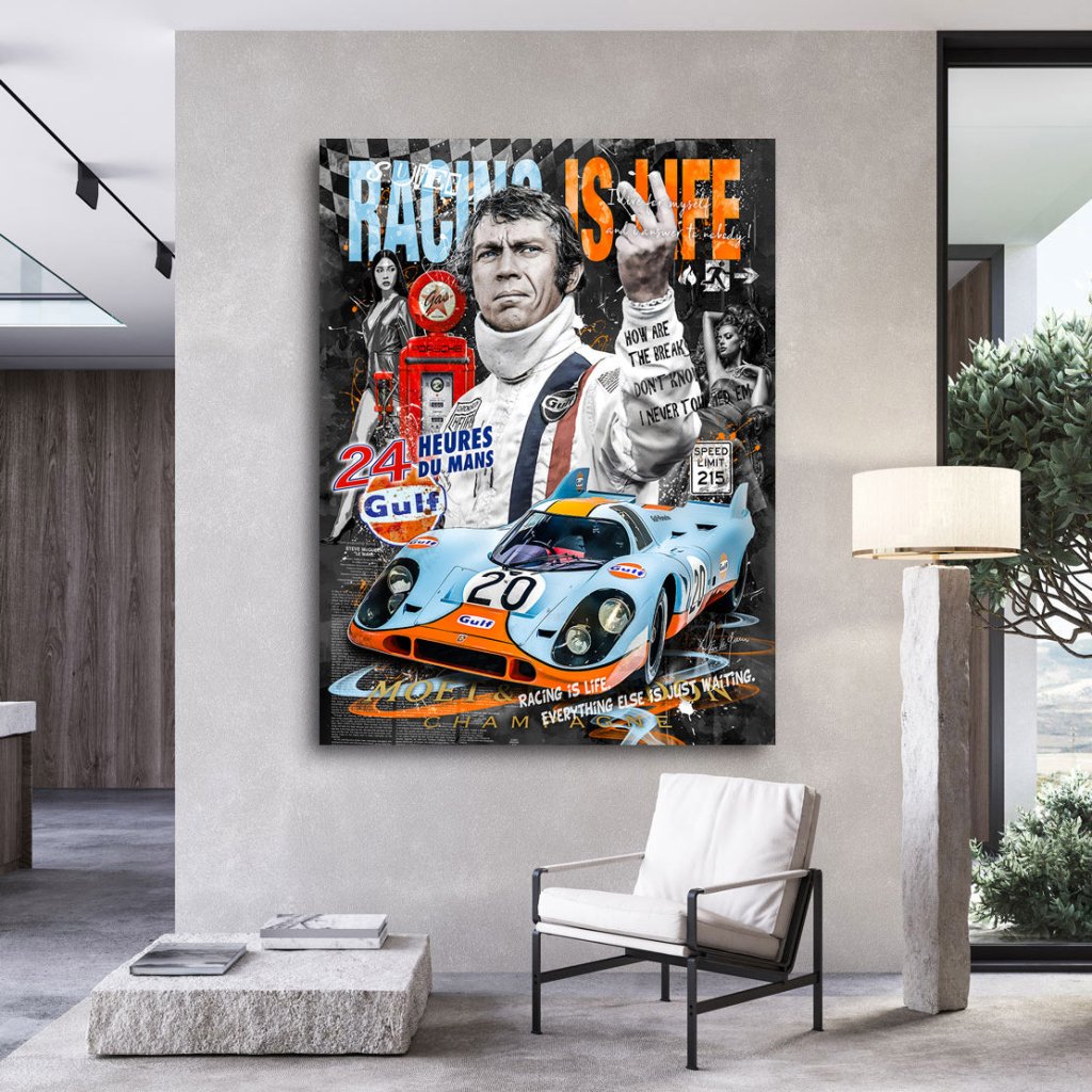 Steve Porsche Racing Leinwand Bild INGALERIE