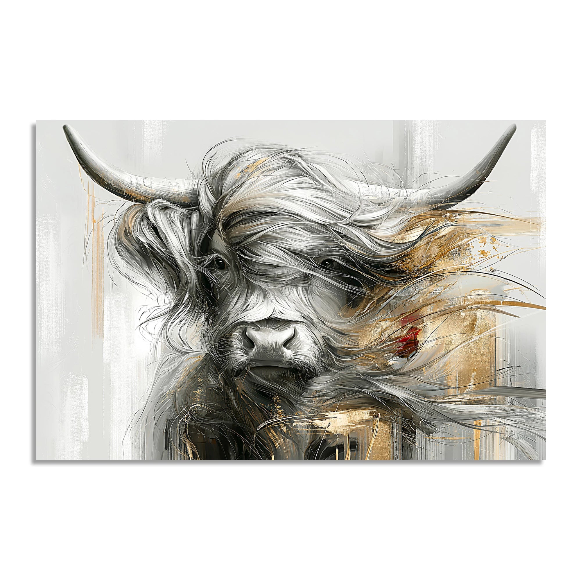 Highland Rind Gold Leinwand Bild