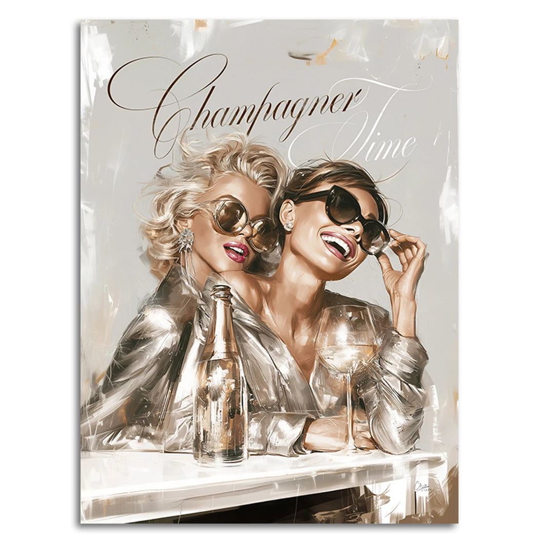 Audrey Hepburn und Marilyn Monroe Champus Leinwand Bild