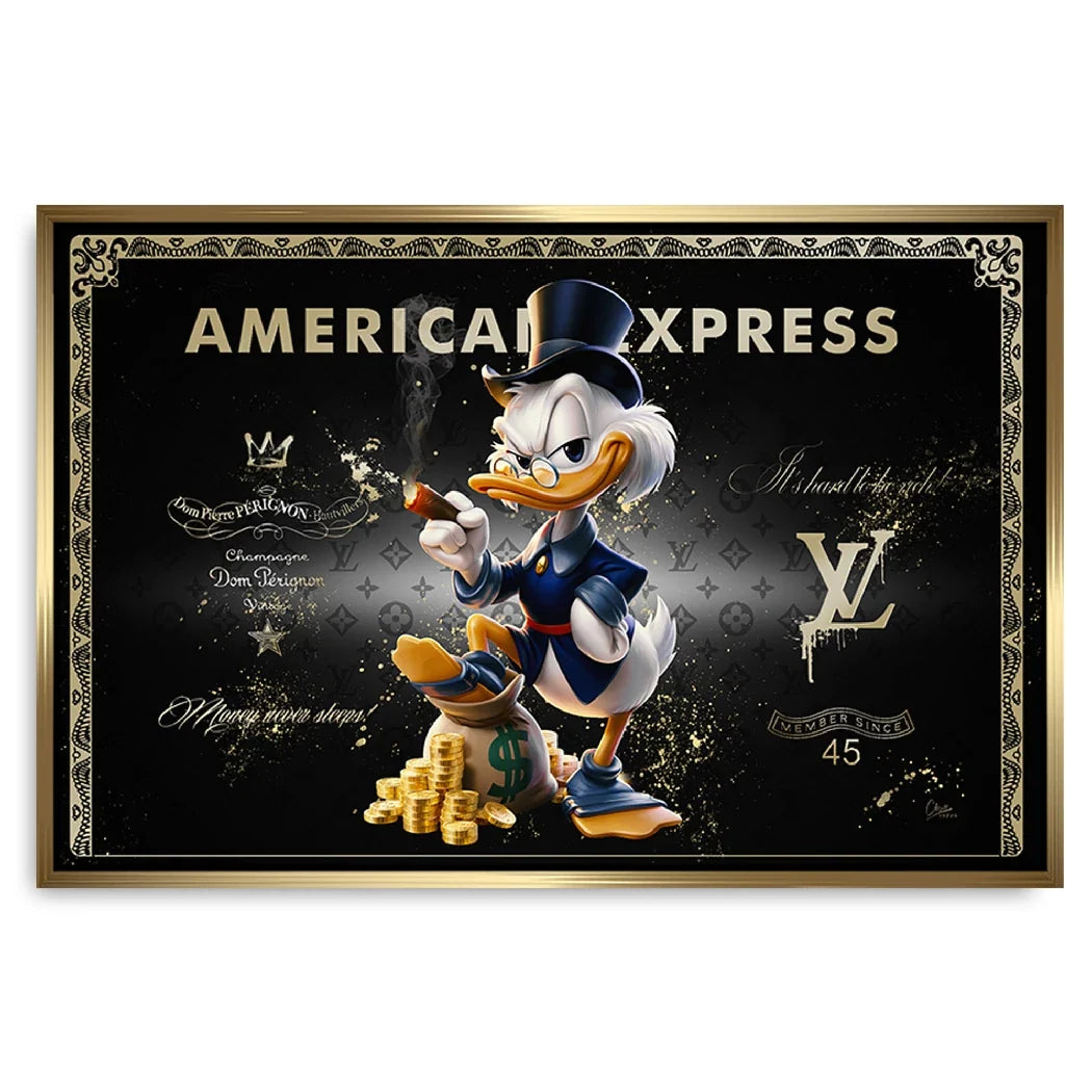 Dagobert Duck Black Amex Leinwand Bild