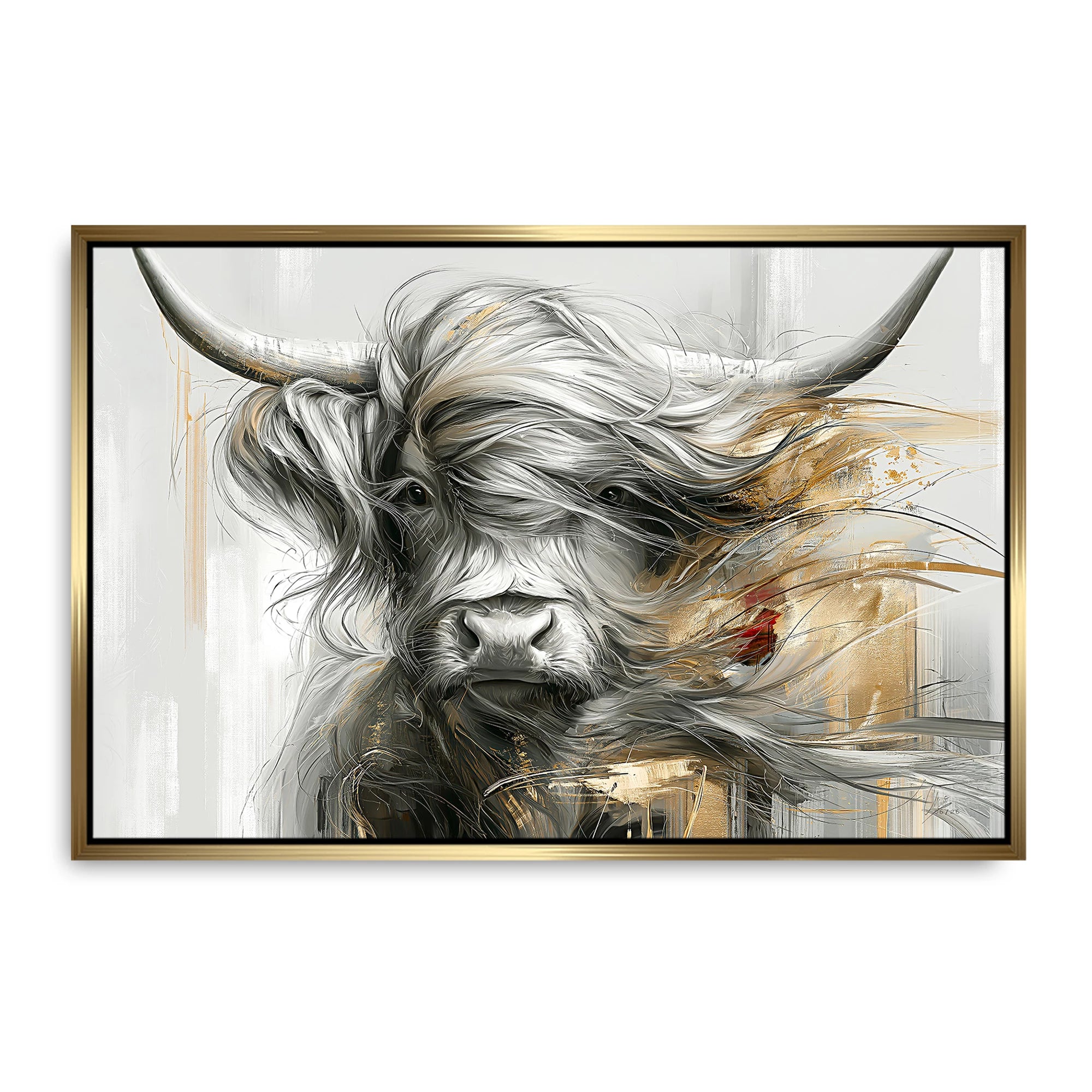 Highland Rind Gold Leinwand Bild