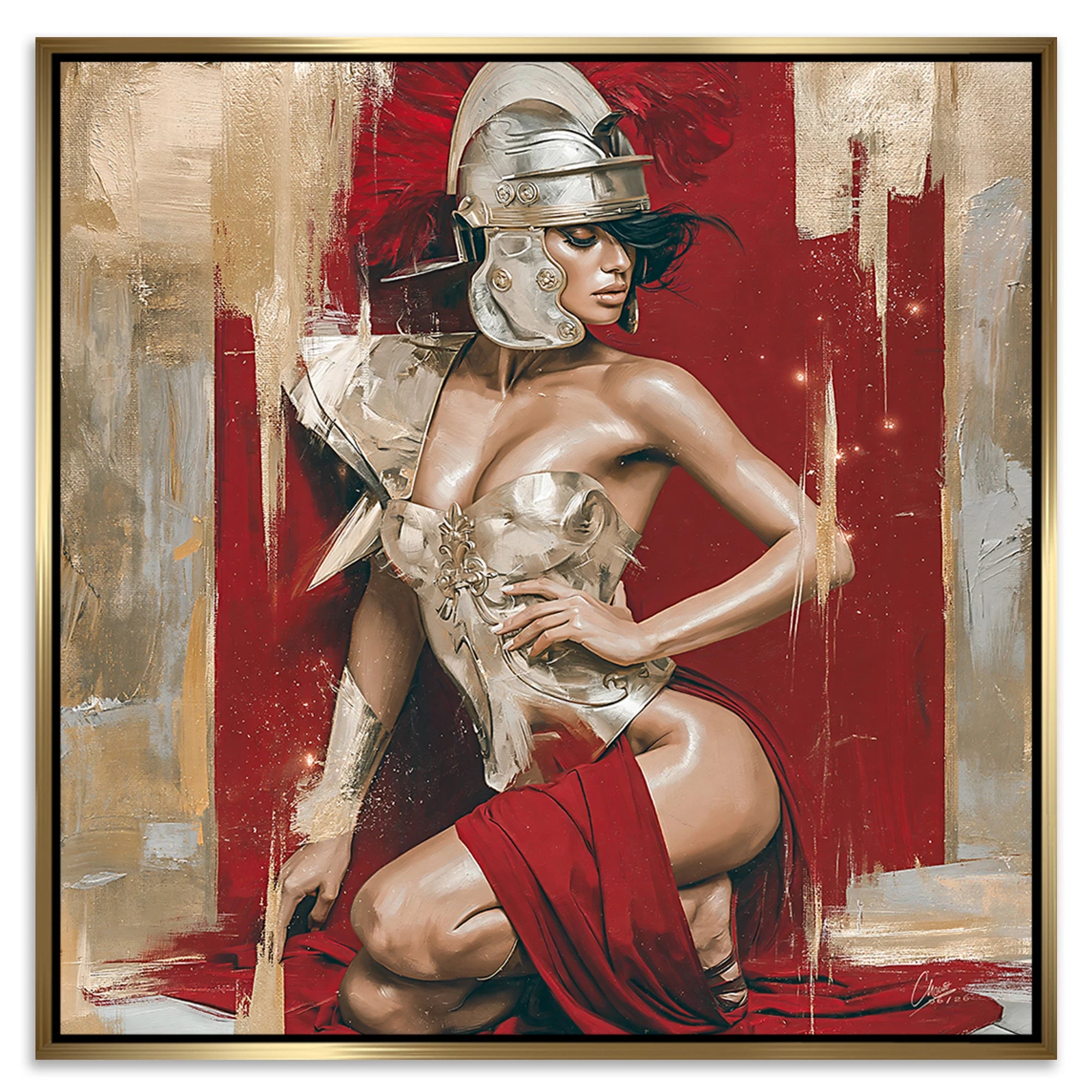 Goldene Gladiatorin Leinwand Bild