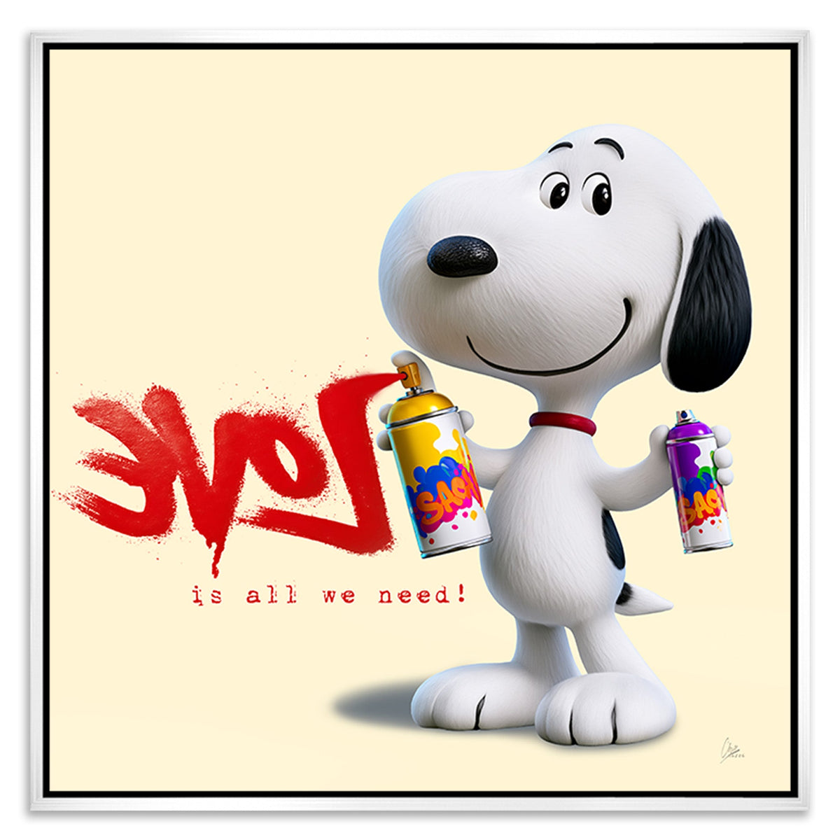 Snoopy Spray Love Leinwand Bild