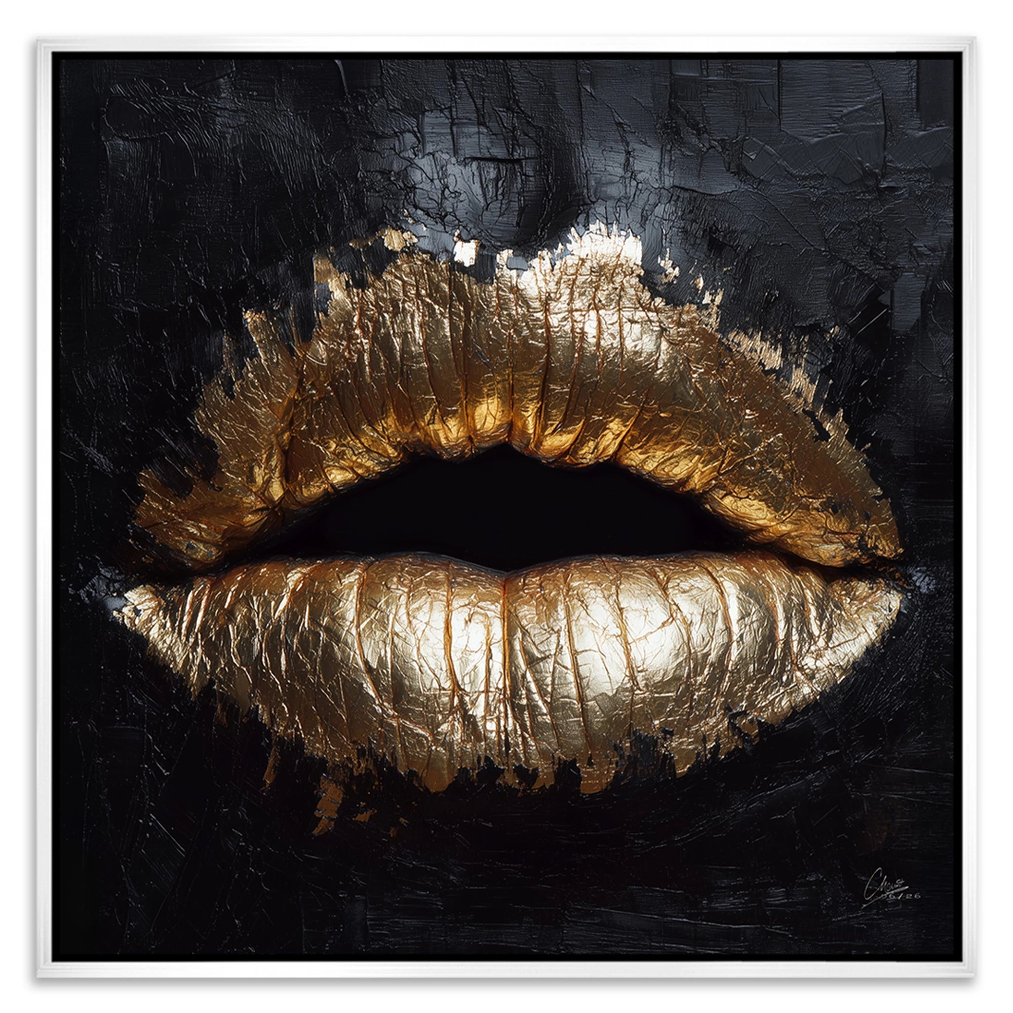 Goldene Lippen Leinwand Bild