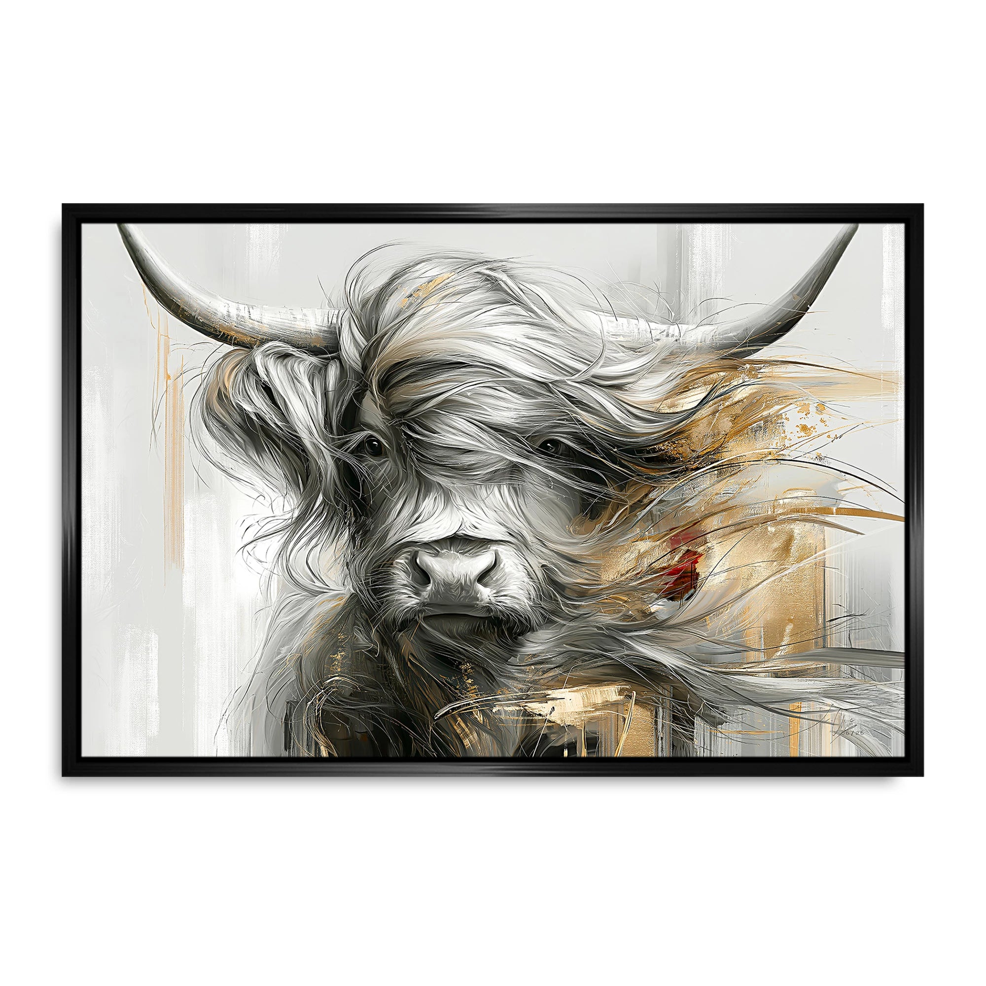 Highland Rind Gold Leinwand Bild