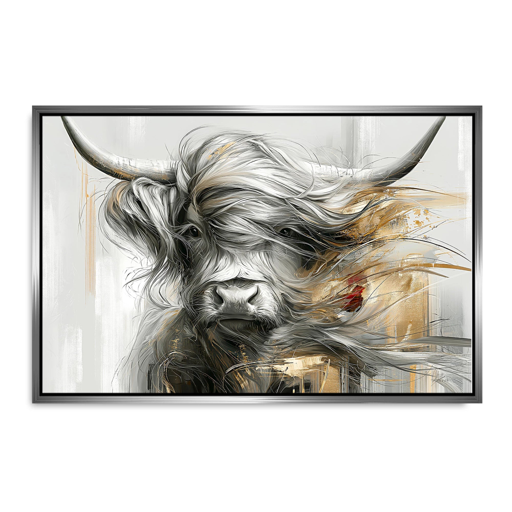 Highland Rind Gold Leinwand Bild