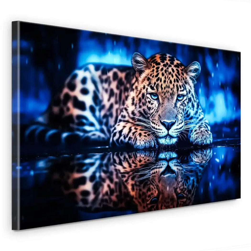 Leopard by Night Leinwand Bild INGALERIE