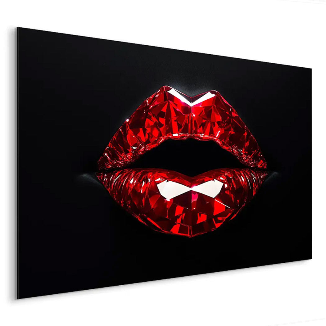 Red Glas Lips AluDibond Bild INGALERIE
