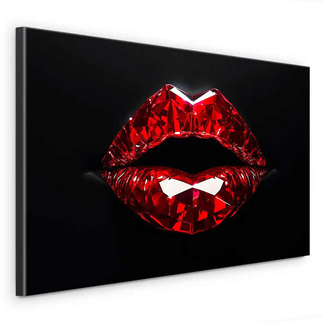 Red Glas Lips Leinwand Bild INGALERIE