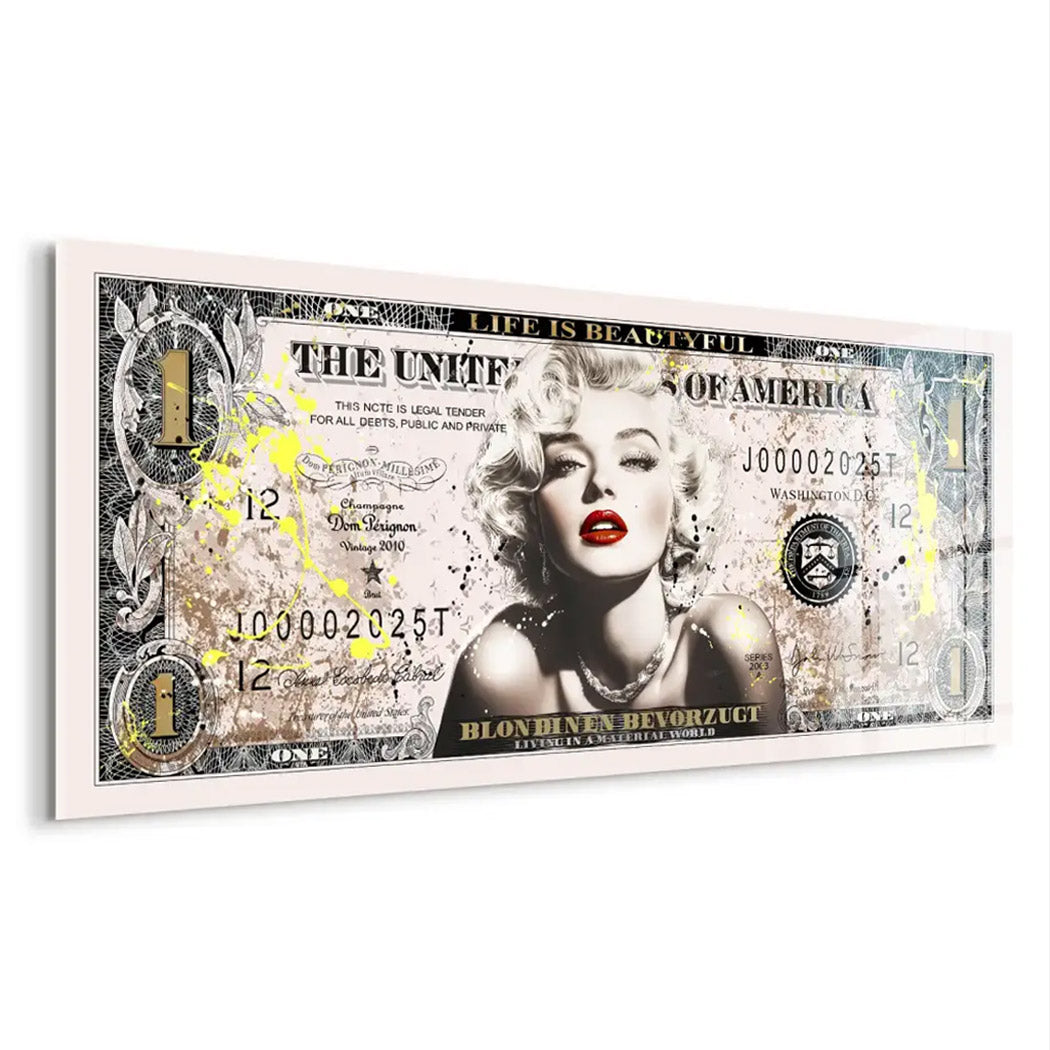 Marilyn Monroe Dollar Acrylglas Bild INGALERIE