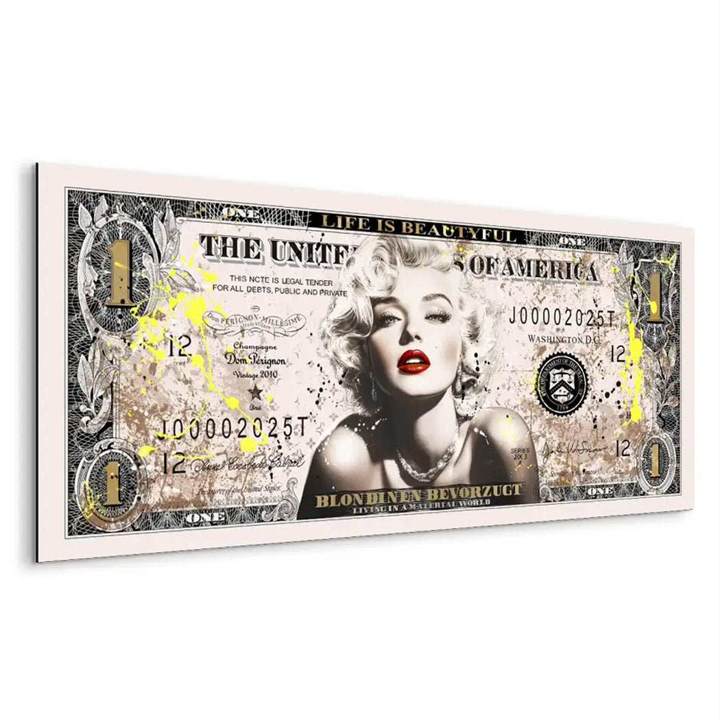 Marilyn Monroe Dollar Alu Dibond Bild INGALERIE