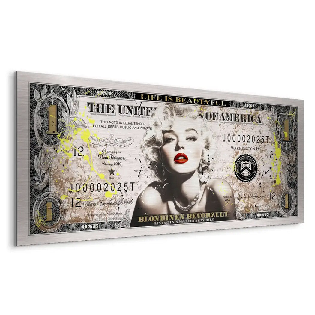 Marilyn Monroe Dollar Alu Dibond Gebürstet INGALERIE