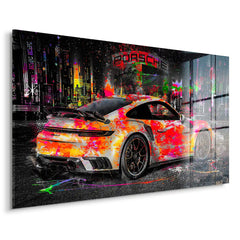 Porsche 911 Turbo Pop Art Style Acrylglas Bild