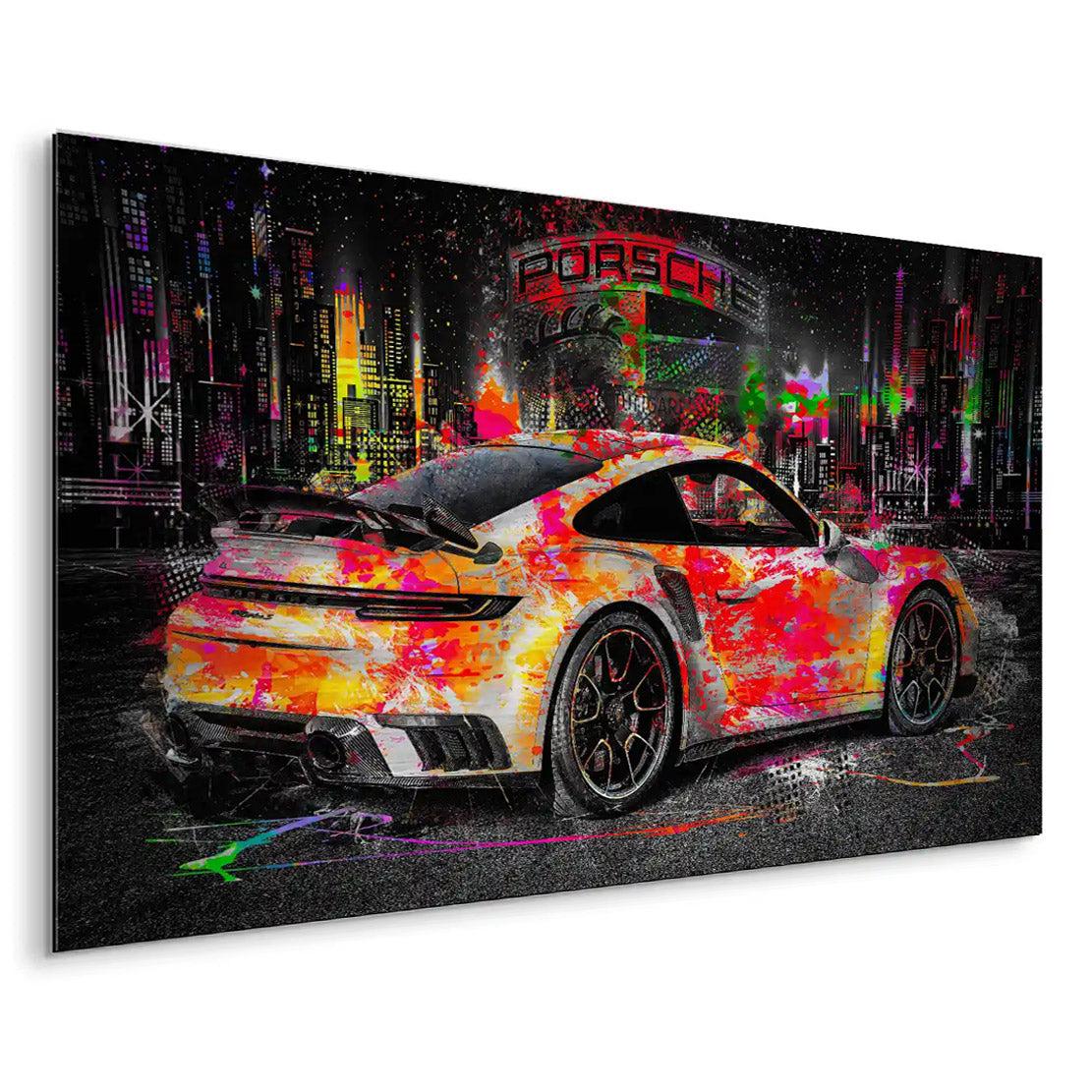 Porsche 911 Turbo Pop Art Style Alu Gebürstet INGALERIE