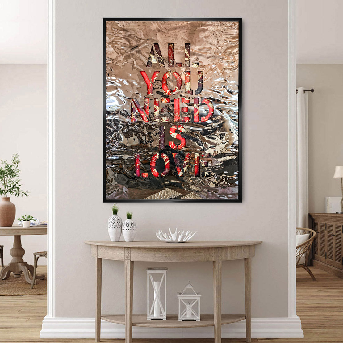 All yo nee need is Love Blattgold Wandbild | Unikat INGALERIE