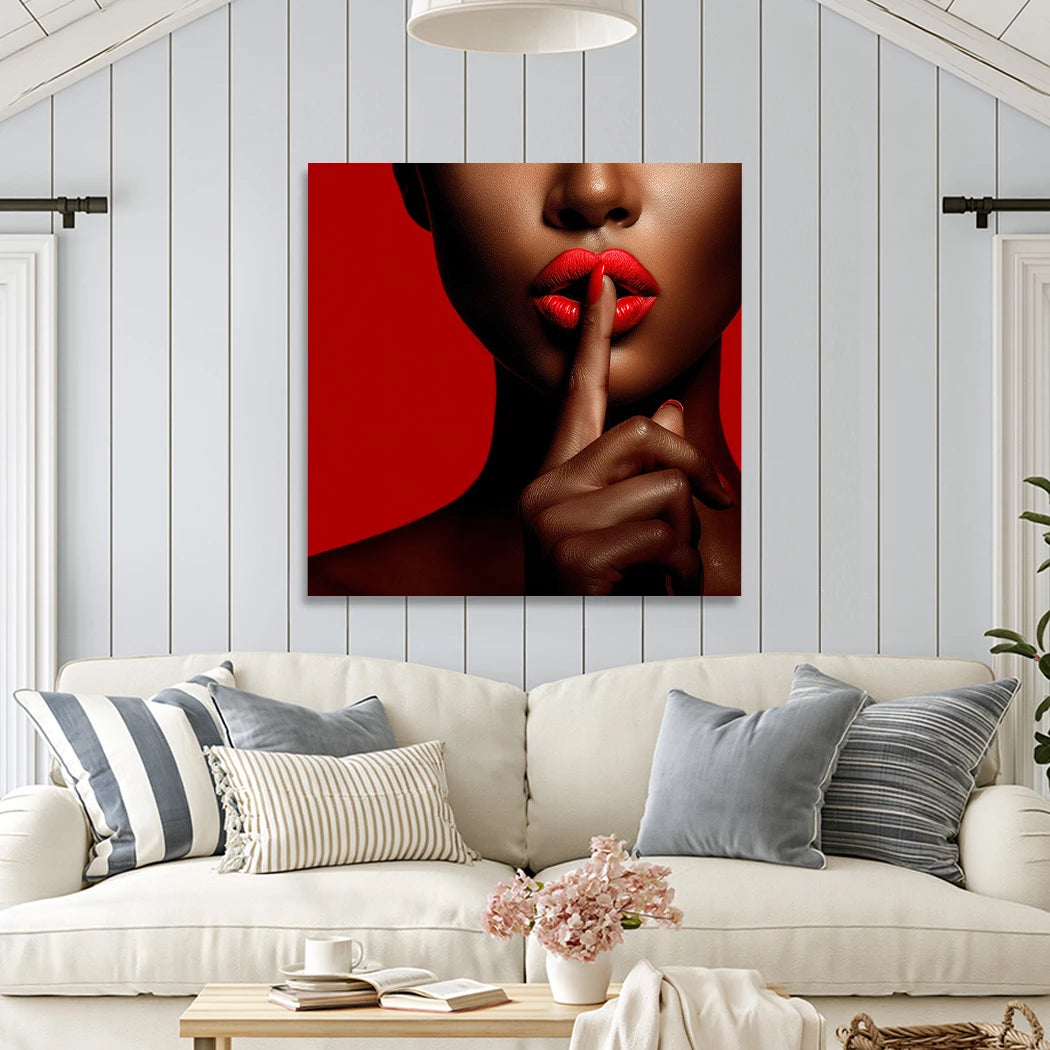 Psst in Rot Leinwand Bild