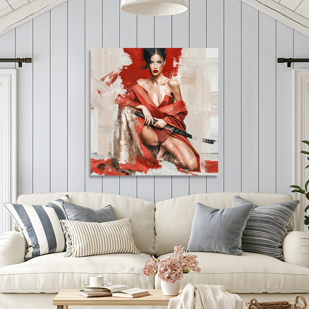 Rote Samurai Leinwand Bild