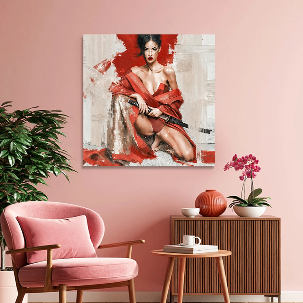 Rote Samurai Leinwand Bild
