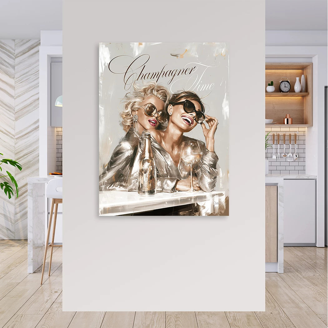 Audrey Hepburn und Marilyn Monroe Champus Leinwand Bild