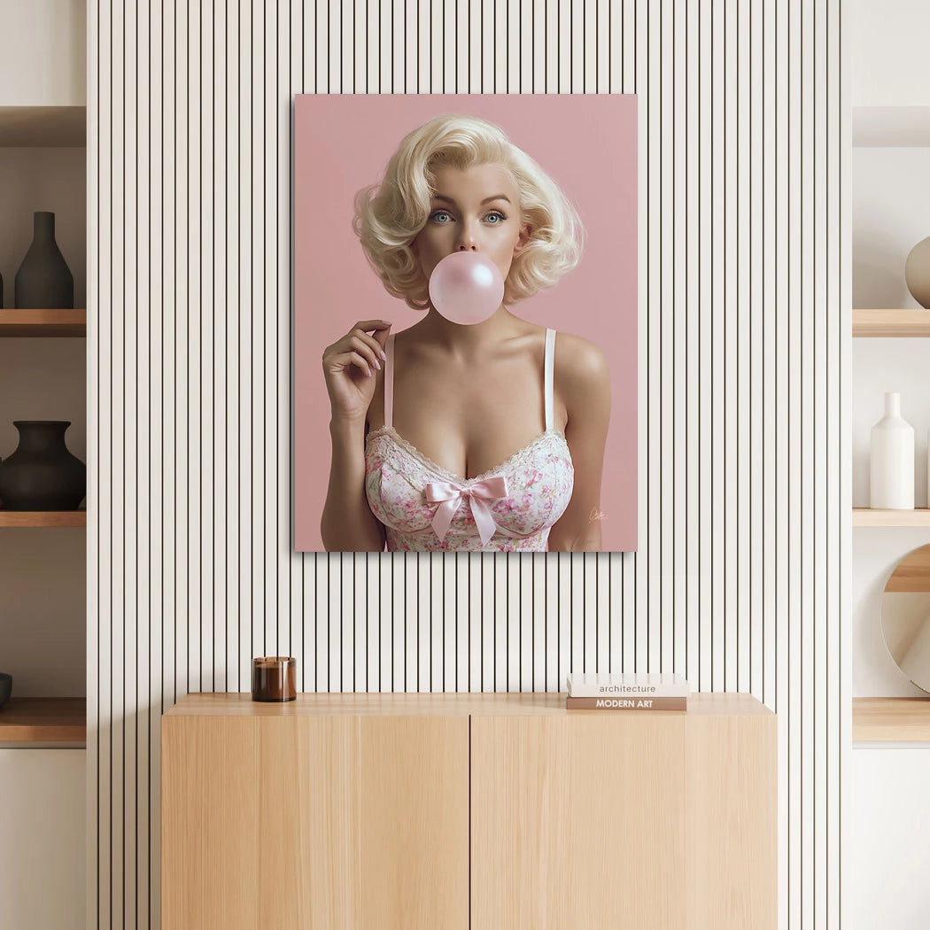 Marilyn Bubblegum Aluminiumbild gebürstet