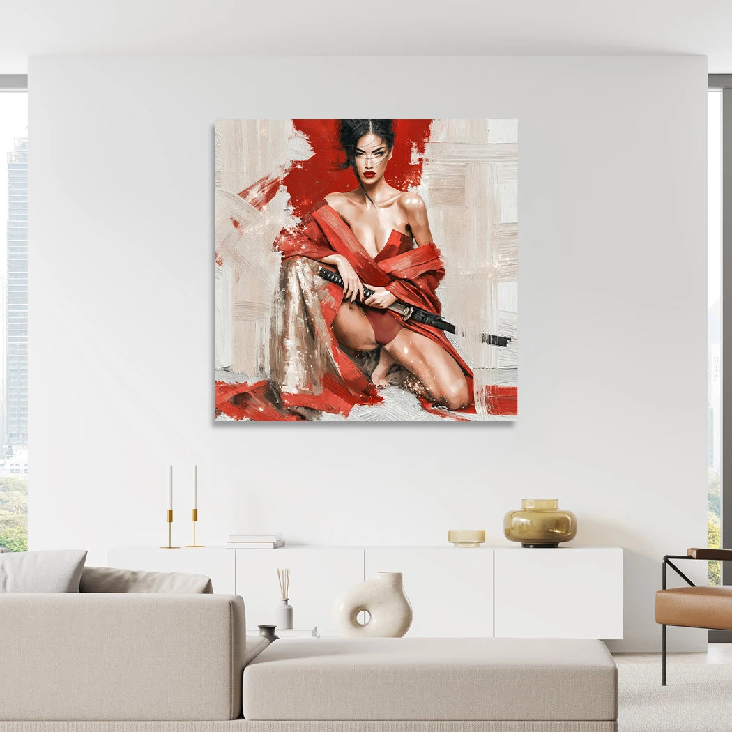 Rote Samurai Acrylglasbild