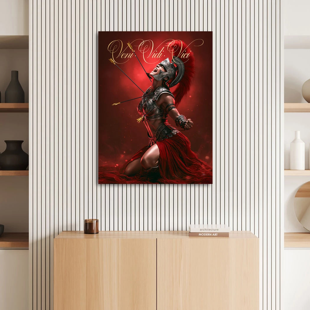 Veni Vidi Vici Gladiatorin Aluminiumbild gebürstet