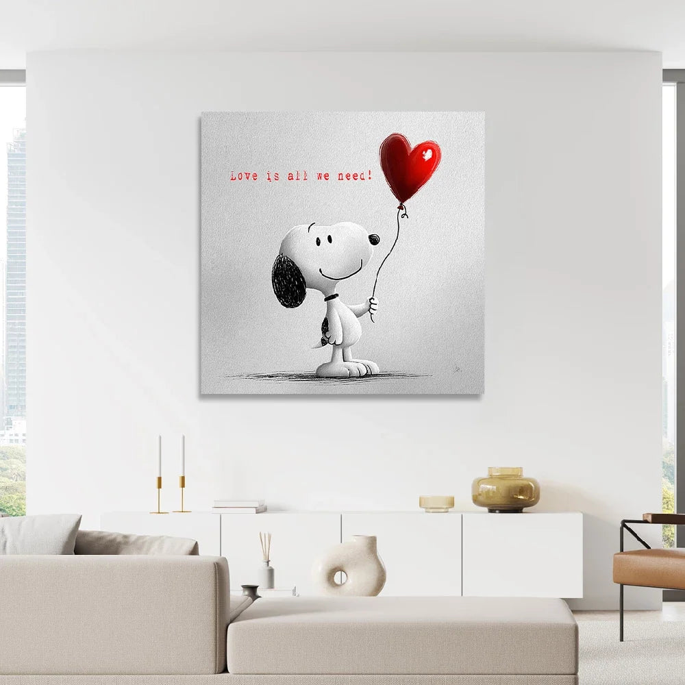 Snoopy Love Balloon Alu Dibond Bild